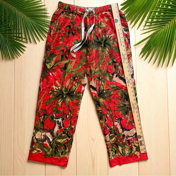 LILKA Anthropologie Doting Deer Red Green Jungle Lounge Pants - Size S - Picture 9 of 15